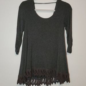 Maurice’s Grey Hi-Lo Lace-Trimmed Tunic